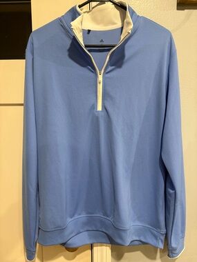adidas Sky Blue Half-Zip Pullover with White Trim